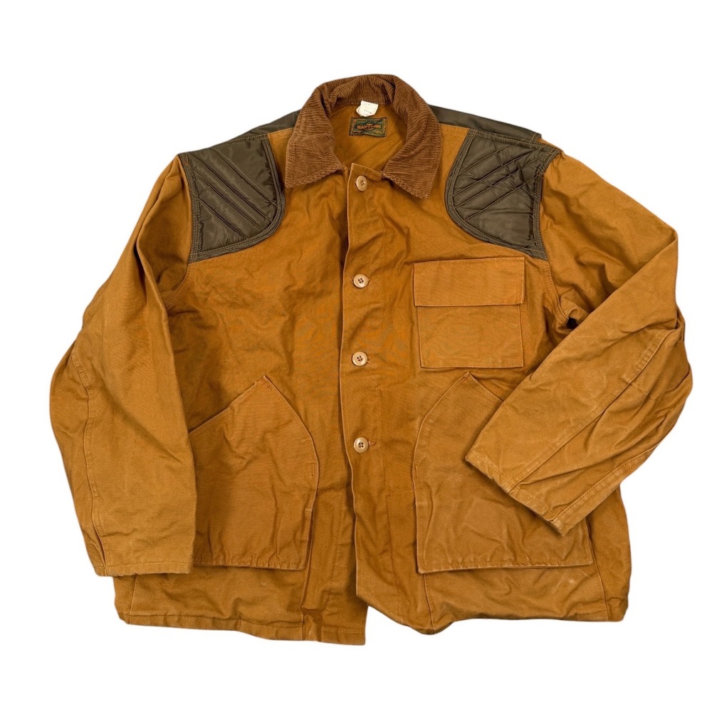 Saftbak Hunting Jacket Mens XL Brown VTG Canvas Corduroy Collar Shooting Coat